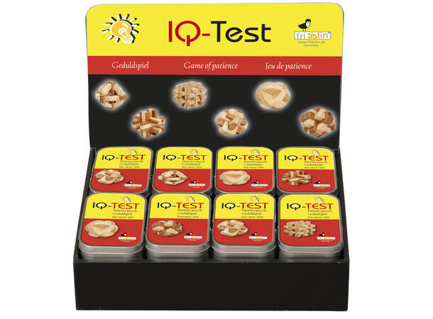 IQ-test, spill av bambus, 8 ass, display Metalleske, 6x2,2x9,4 cm gul/or Fridolin 